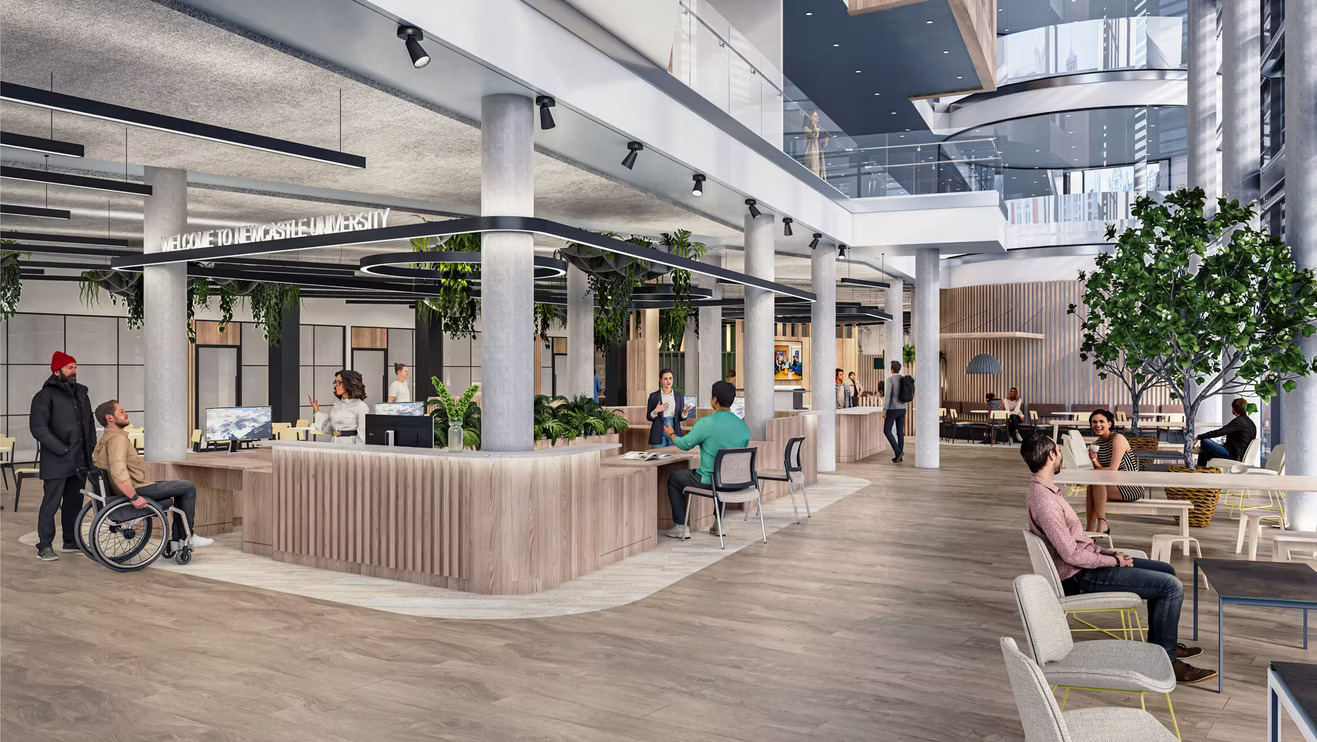 A graphic depicting what the Level 1 helpdesk will look like after the refurbishment 